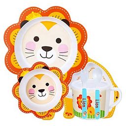 Sanishth Bamboo Lion Shaped Mealtime Dinnerware - Multicolour image 2