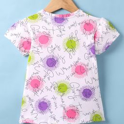 Doreme Cotton Knit Half Sleeves Top With Girls Wanna Have Fun Text Print - Lavender image 2