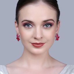 PUJVI Silver-Plated Artificial Stones Studded Circular Shaped Drop Earrings-58