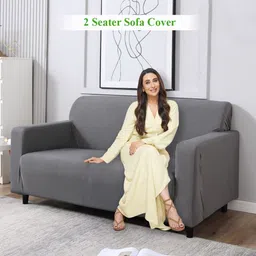 HOKIPO Grey 2 Seater Sofa Cover With Arms-image-75