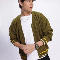 glitchez Minimalist Merino Cable Knit Cardigan-image-110