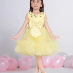 Ministitch Girls Yellow Solid Frock-image-7