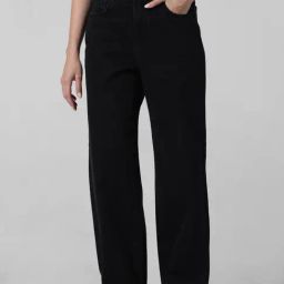 Only Black Cotton Straight Fit High Rise Jeans-image-77