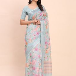 Astita Floral Printed Zari Saree-image-85