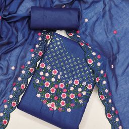 LeeliPeeri Designer Floral Embroidered Sequinned Cotton Unstitched Dress Material-image-45
