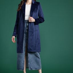 DressBerry Velvet Finish Longline Overcoat-57