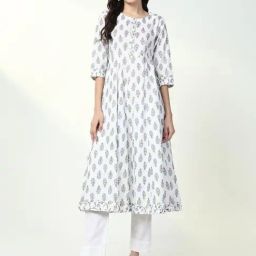 SHOWOFF White & Green Printed Kurta-picture-16
