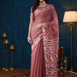 Satrani Pink Chanderi Woven Saree With Unstitched Blouse-image-24