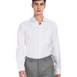 Arrow Men White Patterned Cotton Formal Shirt-image-1