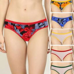 AROUSY Yellow & Red Printed Bikini Panties - Pack Of 6-16