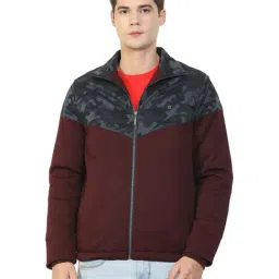 Louis Philippe Jeans Maroon Cotton Regular Fit Colour Block Jacket-picture-4