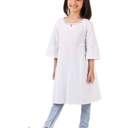 Fabindia Kids White Embroidered Kurta-picture-10