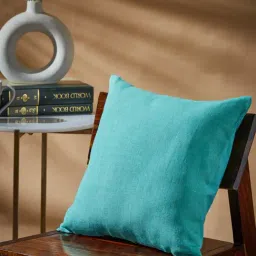 Fabindia Arya Woven Light Teal Linen Cushion Cover-image-23