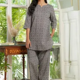 SAY Grey Printed Pyjamas Set-image-71