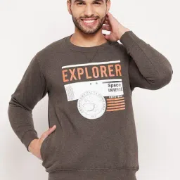 Duke Brown Milange Regular Fit Printed Sweatshirt-23