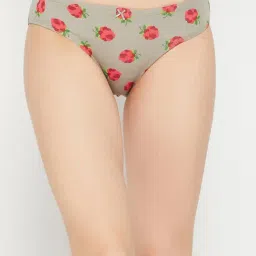 Clovia Grey Cotton Printed Bikini Panty-image-19