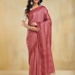 Fabindia Wine Regular Fit Woven Design Saree-picture-26