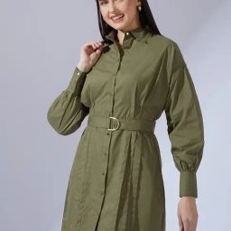 Globus Olive Cotton Regular Fit Dress-picture-5