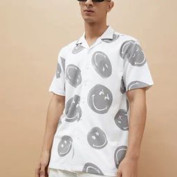 Smileyworld White Regular Fit Printed Shirt-image-29