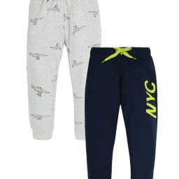 Plum Tree Kids Grey & Navy Printed Joggers (Pack Of 2)-picture-20