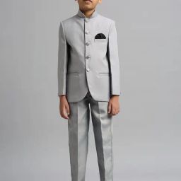 Kids Island Boys Grey Solid Suit Sets-image-60