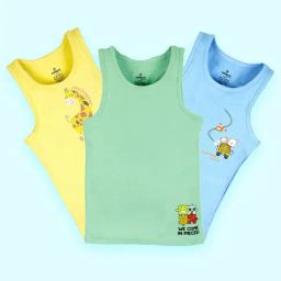 Kiddopanti Boys Multi Cotton Printed Vest (Pack Of 3)-image-13