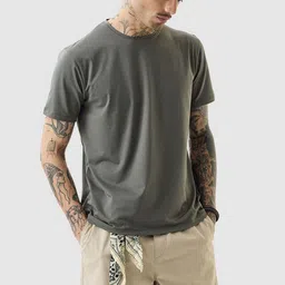 Snitch Men Solid Round Neck Slim Fit T-shirt-image-9