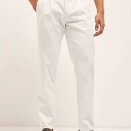 The Bear House White Regular Fit Solid Trousers-image-39