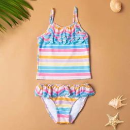 Baby Moo Kids Multicolor Striped Swimming Set-1