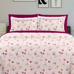 Ariana Garda Pink Cotton 210 TC King Bedsheet with 2 Pillow Covers-image-98