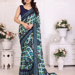 The Textile Hub Geometric Printed Beads and Stones Saree-image-81
