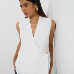 Wardrobe by Westside White Crinkle-Textured Top-image-49