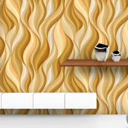 ArtzFolio Printed UV-Resistant Anti-Bacterial Abstract Gold & White Waves Peel & Stick Wallpaper-28