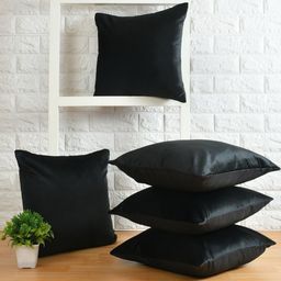 BIGGER FISH Black Set of 5 Velvet Rectangle Cushion Covers-picture-36