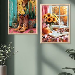 Kotart Brown & Blue 2 Piece Wood Floral and Botanical Wall Paintings-picture-39