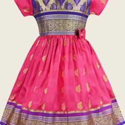 Wish Karo Kids Pink Self Frock-picture-18