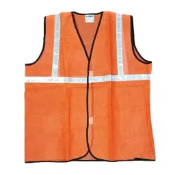 BRALA Medium Size Orange 25.4 mm (1 Inch) High Visibility Reflective Tape Safety Jacket Neon Waistcoat for Running Cycling Sports with Strips Safety with Welcro Polyester Fabric Jacket (Pack of 120 Piece)-4