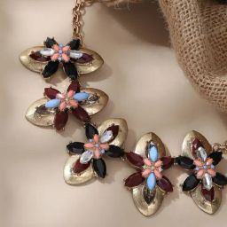 Sohi Multicolour Designer Statement Stones Necklace-19