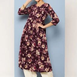 Aarika Purple Floral Print A Line Kurta-image-103
