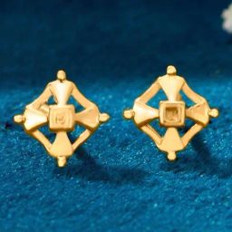 P.N.Gadgil Jewellers Sleek Rectangle Yellow Gold Kids Earring For Kids-image-3