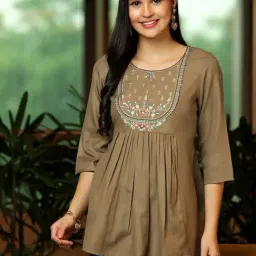 Libas Brown Embroidered Kurti-image-74