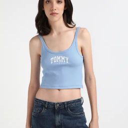 TOMMY HILFIGER Blue & White Cotton Graphic Print Tank Top-picture-24