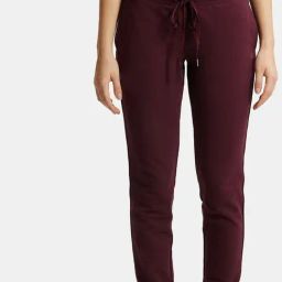 Jockey AW60 Women's Super Combed Cotton French Terry Straight Fit Trackpants with Side Pockets-image-18