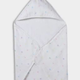 Mi Arcus Girls White Cotton Printed Hooded Towel-image-5