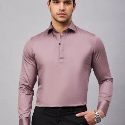 Louis Stitch Pink Cotton Regular Fit Shirt-image-88