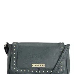 Caprese Austen Grey Riveted Flap Sling Bag-38