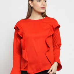 Belle Fille Women Red Solid Sweatshirt-image-44
