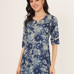Ethic Glance Floral Printed V-Neck Pure Cotton Khadi Kurti-picture-54