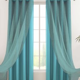 Story@home Blue 2 Pieces Black Out & Sheer Door Curtains-image-95