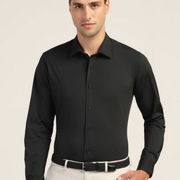 Blackberrys Men India Slim Spread Collar Solid Slim Fit Formal Shirt-image-98